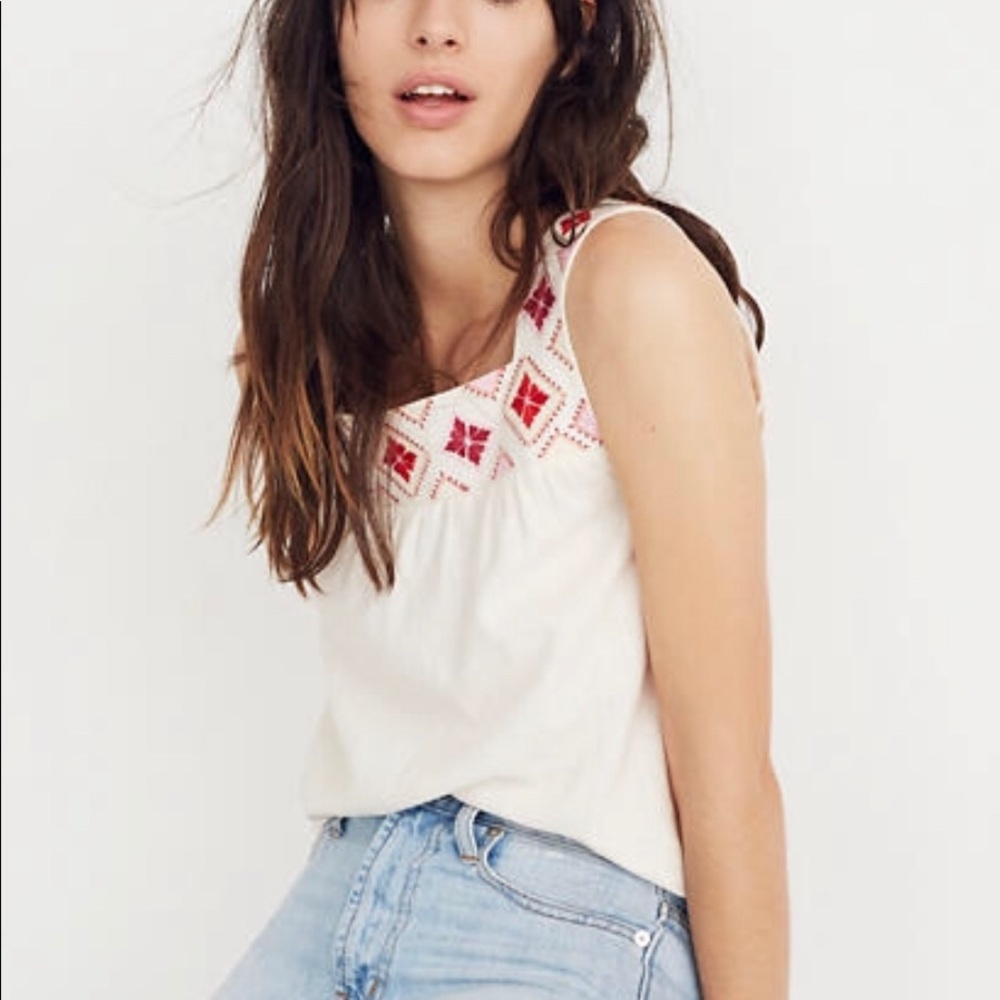 NWOT Madewell Island Embroidered Tank Top